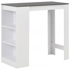 Bāra galds ar plauktu, balts, 110x50x103 cm