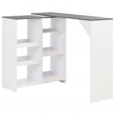 Bāra galds ar pārvietojamu plauktu, 138x40x120 cm, balts