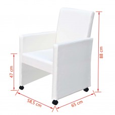 Virtuves krēsli, 2 gab., balta mākslīgā āda