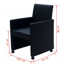 virtuves krēsli, 6 gab., melna mākslīgā āda