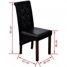 virtuves krēsli, 6 gab., melna mākslīgā āda