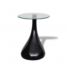 Kafijas galdiņi, 2 gab., apaļa stikla virsma, spīdīgi, melni