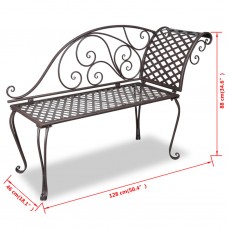 Dārza guļamkrēsls, 128 cm, tērauds, antīki brūns