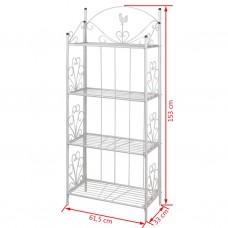 Tērauda plaukts augiem balts 61,5 x 33 x 153 cm