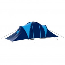 Deviņvietīga telts, tumši zila un zila, audums