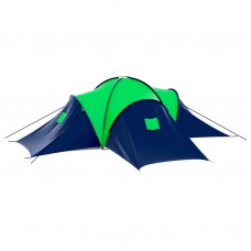 Deviņvietīga telts, zila un zaļa