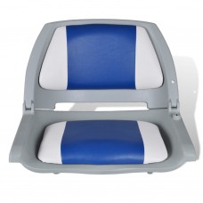 Laivas krēsls, nolaižama atzveltne, ar zilu, baltu matraci, 41x51x48cm