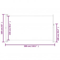 Izvelkama terases sānu markīze, 160x300 cm, zila