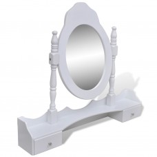 Spoguļgaldiņš ar soliņu, 7 atvilktnes, balts