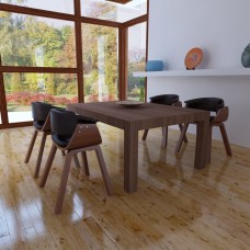 Virtuves krēsli, 4 gab., izliekts koks un mākslīgā āda