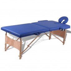 Masāžas galds, saliekams, 2 daļas, koka rāmis, zils
