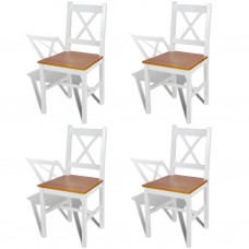 Virtuves krēsli, 4 gab., balti, priedes koks