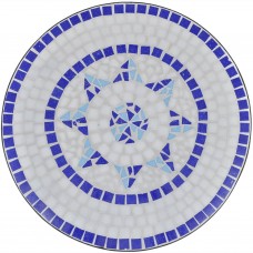 Bistro galds, 60 cm, zila un balta mozaīka