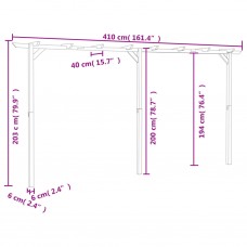 Dārza pergola, 410x40x203 cm, koks