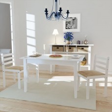 Virtuves krēsli, 2 gab., balts, masīvs gumijkoks un samts