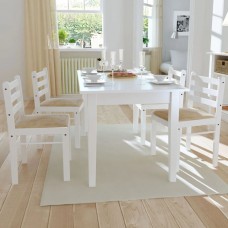 Virtuves krēsli, 4 gab., balts, masīvs gumijkoks un samts