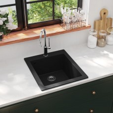 Iebūvējama virtuves izlietne ar vienu bļodu, melns granīts