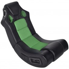 Muzikāls šūpuļkrēsls, melns ar zaļu, mākslīgā āda