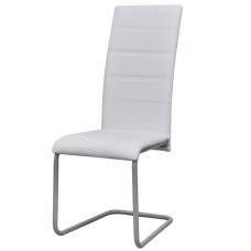 Konsoles virtuves krēsli, 2 gab., balta mākslīgā āda