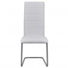 Konsoles virtuves krēsli, 2 gab., balta mākslīgā āda