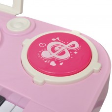 Bērnu rotaļu klavietes ar krēslu un mikrofonu, 37 taustiņi, rozā