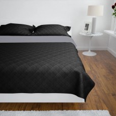 Divpusējs gultas pārklājs, 220 x 240 cm, melni/pelēks, stepēts