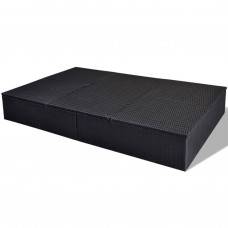 Divvietīgs sauļošanās zvilnis ar matraci, melna pe rotangpalma