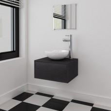 Vannas istabas mēbeļu un izlietņu komplekts, 3. gab., melns