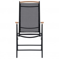 Saliekami dārza krēsli, 2 gab., alumīnijs un tekstilēns, melni