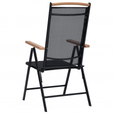 Saliekami dārza krēsli, 2 gab., alumīnijs un tekstilēns, melni