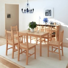 Virtuves mēbeļu komplekts - galds un krēsli, 7 gab., priede