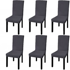 Krēslu pārvalki, 6 gab., elastīgi, antracīta pelēki