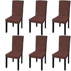 Krēslu pārvalki, 6 gab., elastīgi, brūni