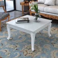 Spīdīgs kafijas galdiņš, 80x80x42 cm, balts
