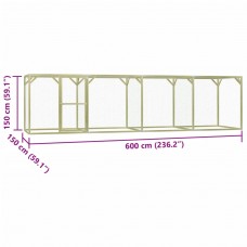 Vistu būris, 6x1,5x1,5 m, impregnēts priedes koks un tērauds