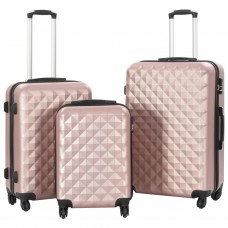 Cieto koferu komplekts, 3 gab., abs, zeltaini rozā