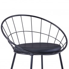 Krēsli ar mākslīgās ādas sēdekļiem, 2 gab., melns tērauds