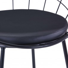 Krēsli ar mākslīgās ādas sēdekļiem, 2 gab., melns tērauds