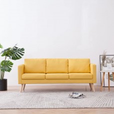 Trīsvietīgs dīvāns, dzeltens audums