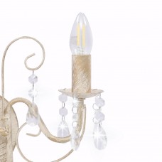 Sienas lampa ar pērlītēm, antīki balta, 2 x e14 spuldzes