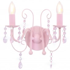 Sienas lampa ar pērlītēm, rozā, 2 x e14 spuldzes