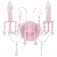 Sienas lampa ar pērlītēm, rozā, 2 x e14 spuldzes