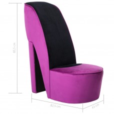 Atpūtas krēsls ar augstu atzveltni, violets samts