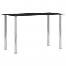 Virtuves galds, melns, 120x60x75 cm, rūdīts stikls