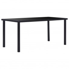 Virtuves galds, melns, 160x80x75 cm, rūdīts stikls