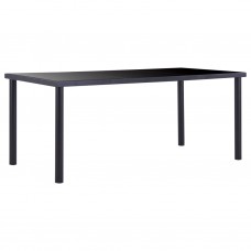 Virtuves galds, melns, 180x90x75 cm, rūdīts stikls