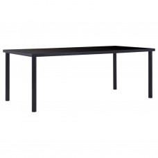 Virtuves galds, melns, 200x100x75 cm, rūdīts stikls