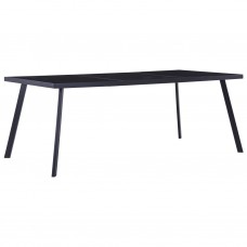 Virtuves galds, melns, 200x100x75 cm, rūdīts stikls