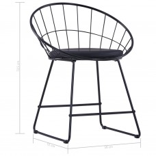 Krēsli ar mākslīgās ādas sēdekļiem, 4 gab., melns tērauds