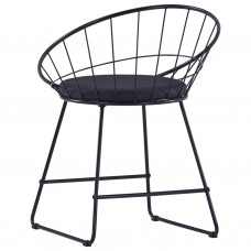 Krēsli ar mākslīgās ādas sēdekļiem, 6 gab., melns tērauds